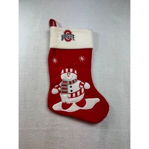 Ohio State Buckeyes Christmas Stocking Red Snowman Embroidered Holiday Decor